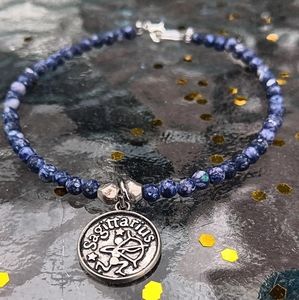 Sagittarius Ankle Bracelet in Dark Blue Beads